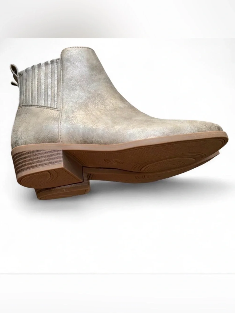 NWT Wonder Nation Girls Metallic Taupe Chelsea Ankle Boots Size 3